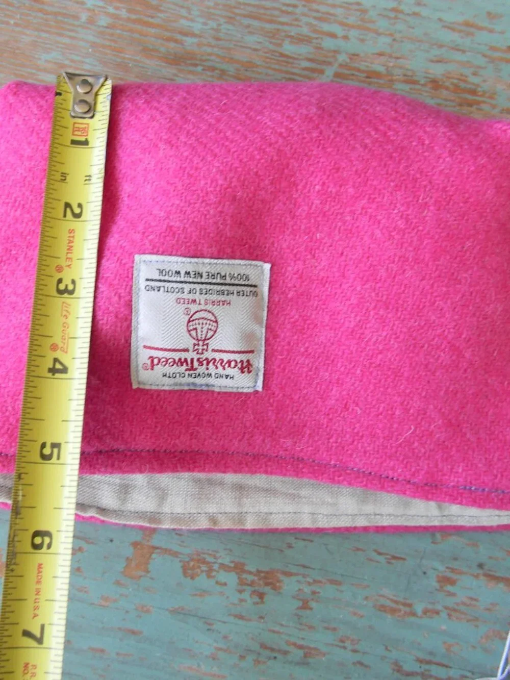 NWT HARRIS TWEED WOOL PINK SMALL POUCH BAG LINER MADE IN SCOTLAND